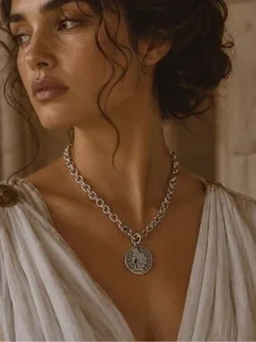 Ancient Roman Coin Medallion Necklace | Timeless Vintage Silver Chain